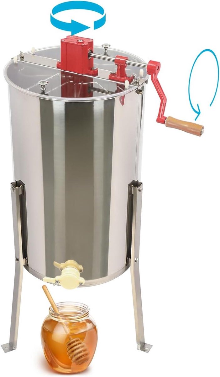 Honing Extractor - Bijenteelt Apparaat - Honing Oogsten - Handmatige Bediening - 3 Frames - Zilver