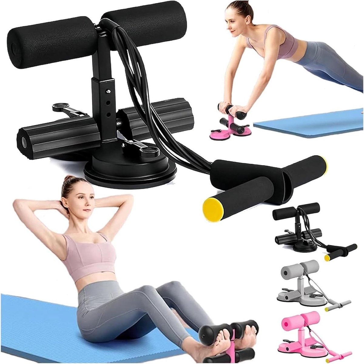 Buiktrainer Hulpmiddel - Sit-up Apparaat - Buikspier Training - Dubbele Zuigkracht - 25x19x12 cm - Zwart