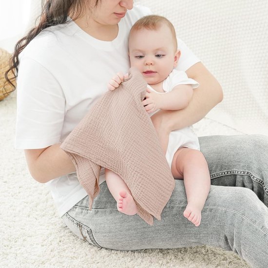 Molton Doeken - Spuugdoeken Baby - Baby Verzorging - 100% Katoen - 60x60 cm - Bruin — afbeelding 2