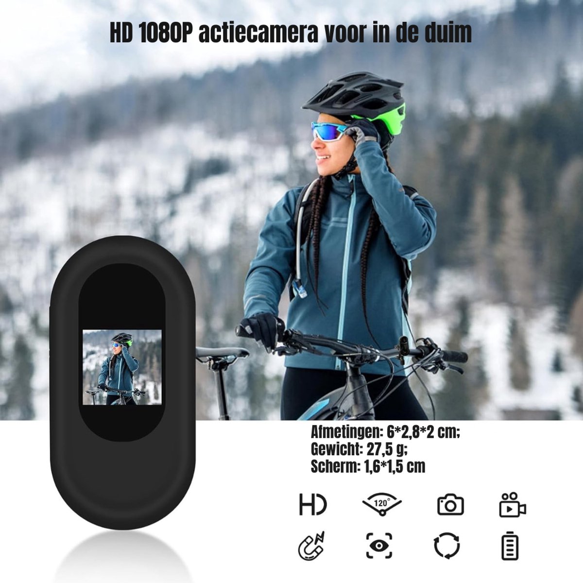 TIM® Bodycam - Cam - Zwart - 6cm x 3cm x 2cm ; 27.5g