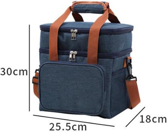 Kleine koeltas (13 liter) - Opvouwbaar - Draagbare geïsoleerde tas / vriestas - Lunchtas - Picknicktas - Afmetingen: 25 x 18 x 30 cm - Thermotas - Geschikt voor picknicks, kantoor en werkplek - zwart — afbeelding 3
