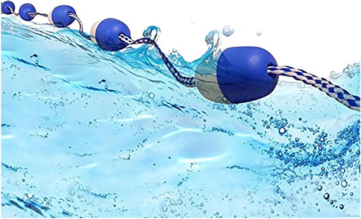 Zwembadveilig touw - Scheidingslijn kit - Veiligheid water - Voorgemonteerd - 30ft - Wit blauw