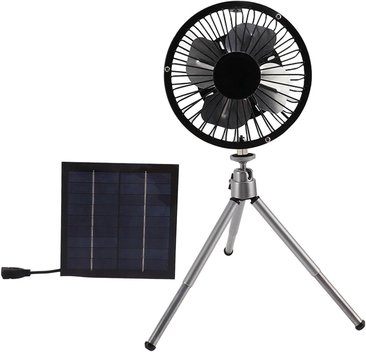 Zonne-energie Ventilator - Camping Ventilator - Buiten Koelte - Krachtig Zonnepaneel - 13 Cm Ventilator - Zwart