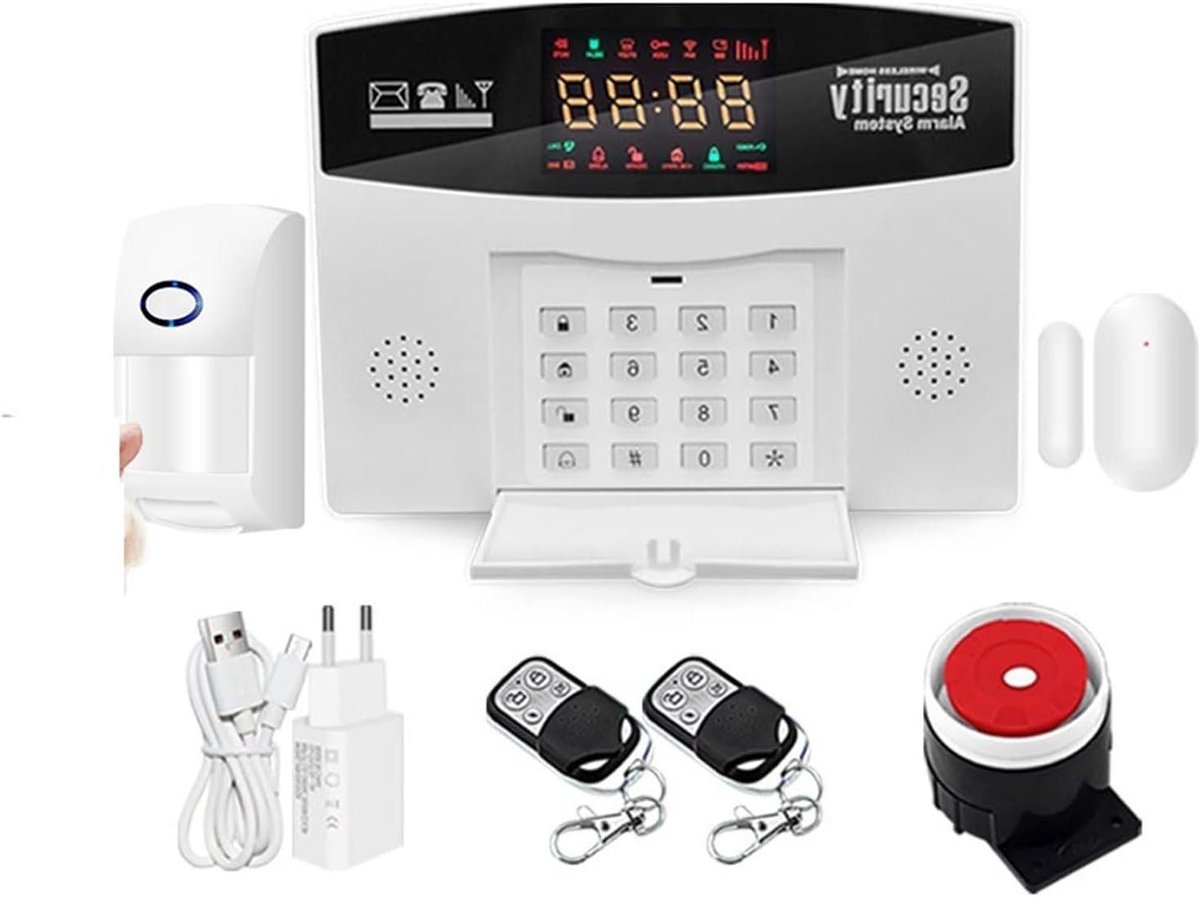 Draadloos Alarm Systeem - Wifi GSM Beveiliging - Huis Beveiligen - App Bediening - 99 Zones - Wit