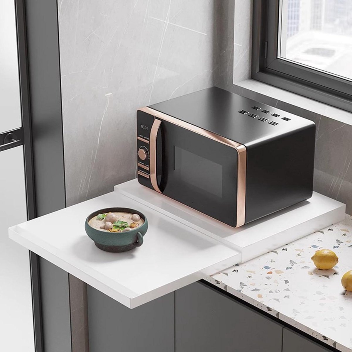 Magnetron Schuifbak - Keuken Organizer - Ruimte Maximaliseren - Uittrekbaar Ontwerp - 47 x 39 cm - Wit