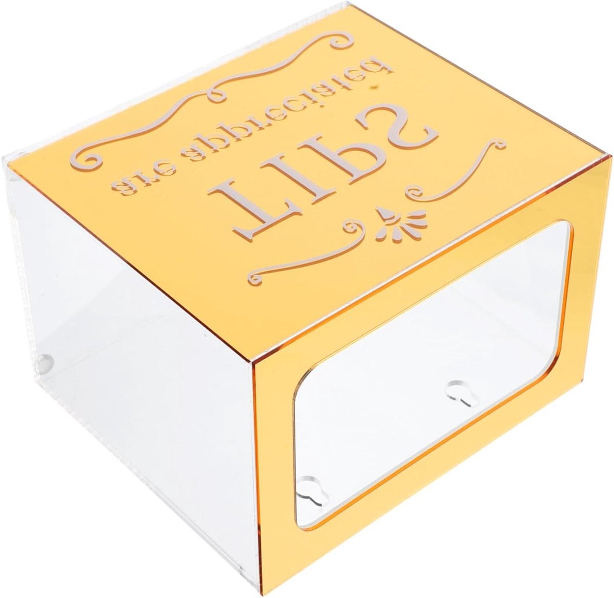 Fooienpot met deksel - Munt emmer - Geld inzamelen - Transparant acryl - 15x13x10 cm - Goud