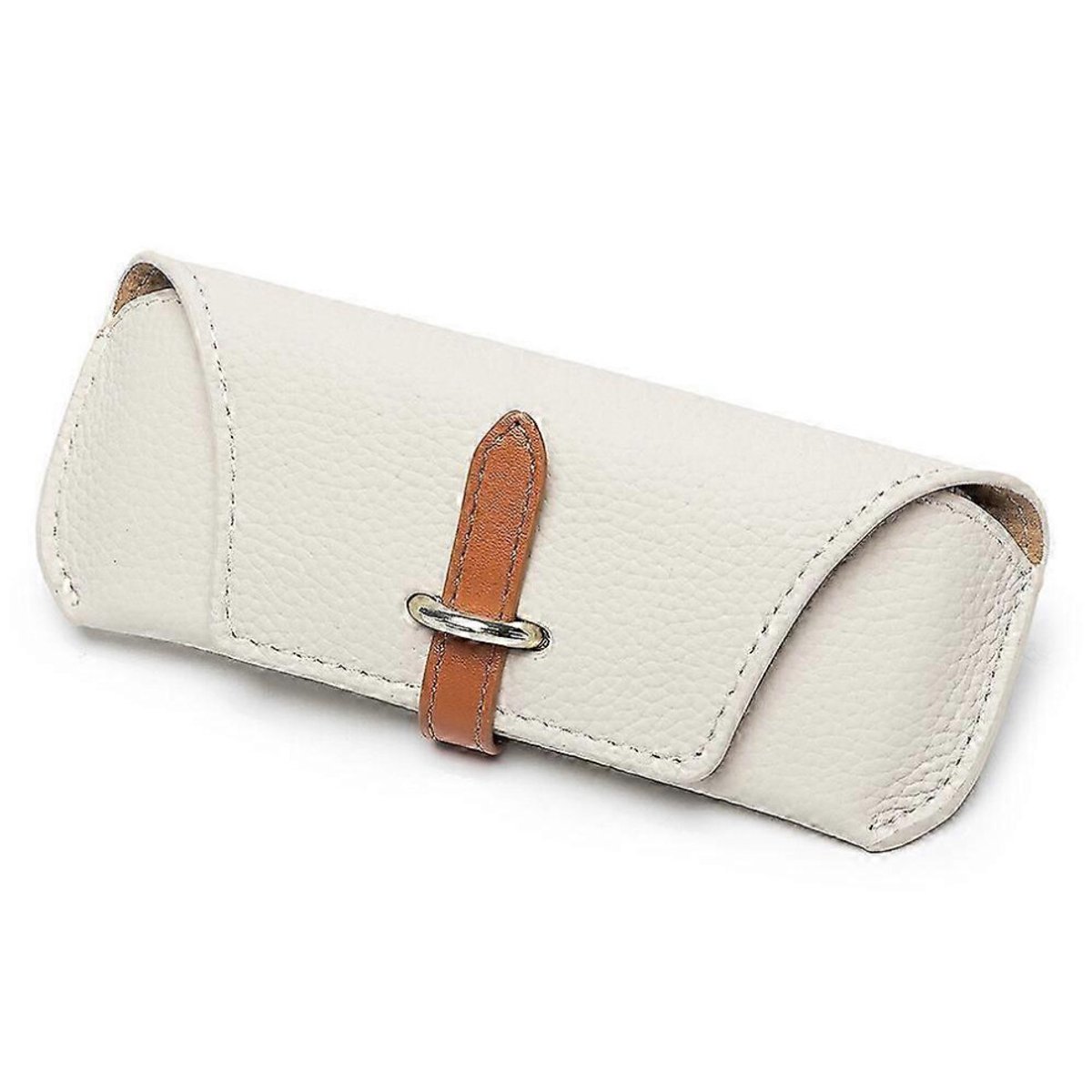 Echt lederen brillenetui, draagbaar retro brillenetui, zacht, lichtgewicht en duurzaam brillenetui (wit)