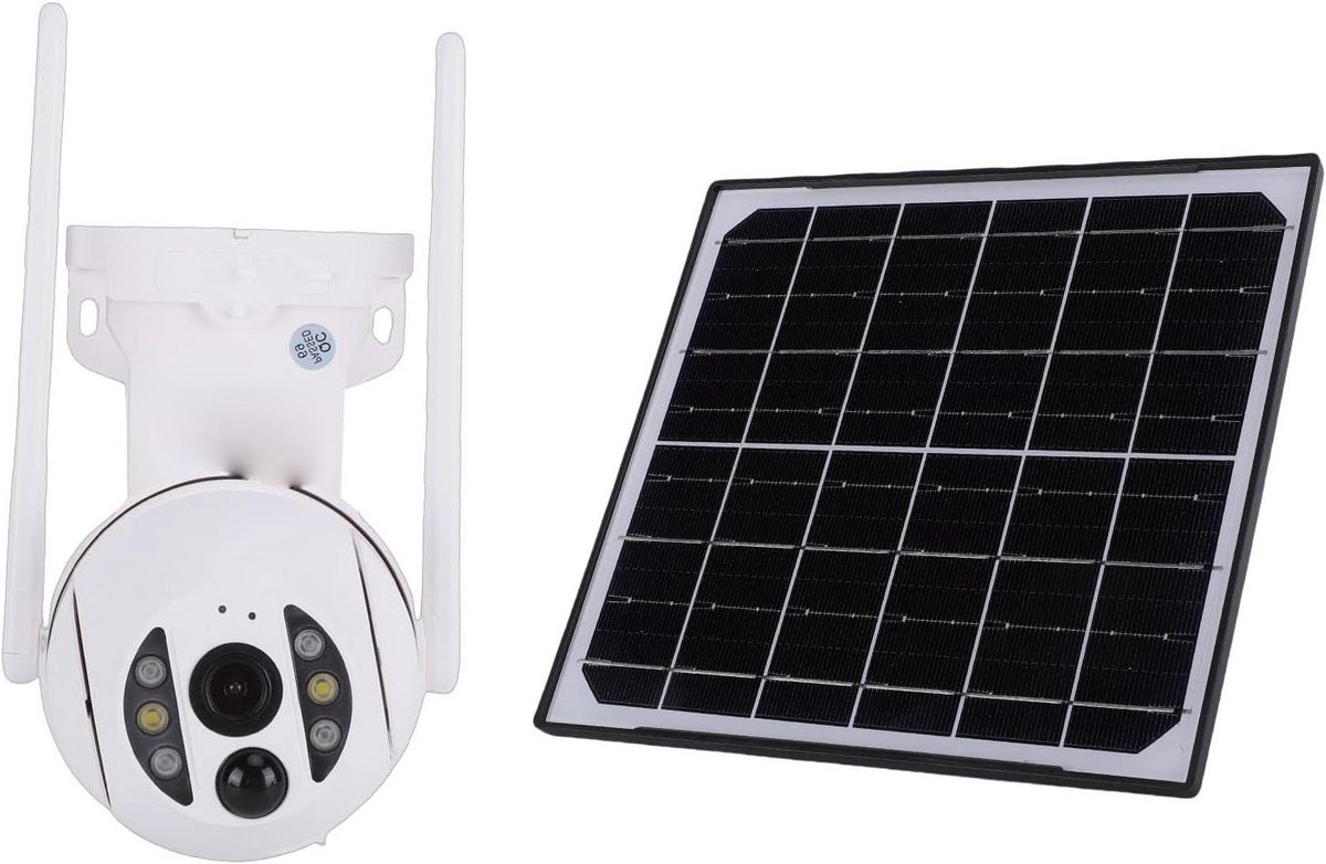 Zonnebeveiligingscamera - Buitencamera Draadloos - Woning Beveiligen - AI Menselijke Detectie - IP66 Waterdicht - Wit