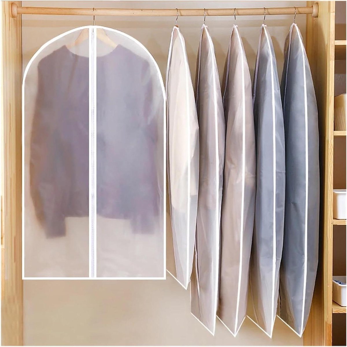 Kledinghoezen Stofvrij - Kledingbeschermers Opbergzak - Kleding Opbergen - Professionele Bescherming - 60 x 100 cm - Wit