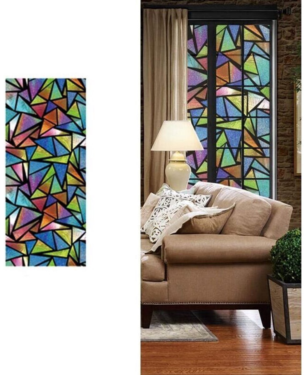 45x100 cm privacy raamfolie, ondoorzichtige decoratieve glas-in-lood raamfolie, zelfklevende verduisterende raamfolie