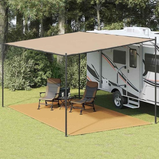 Tent tapijt - Outdoor mat - Kamperen en reizen - UV-bestendig en snijbaar - 300 x 500 cm - Zandkleur — afbeelding 2