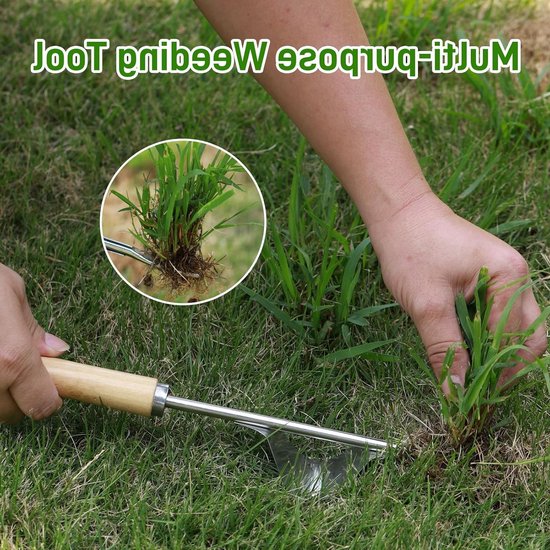 Onkruidtrekkergereedschap met houten handvat voor diepe wortels in tuin en terras. Gemakkelijke handonkruidverwijderaar. van Merkloos	 — afbeelding 5