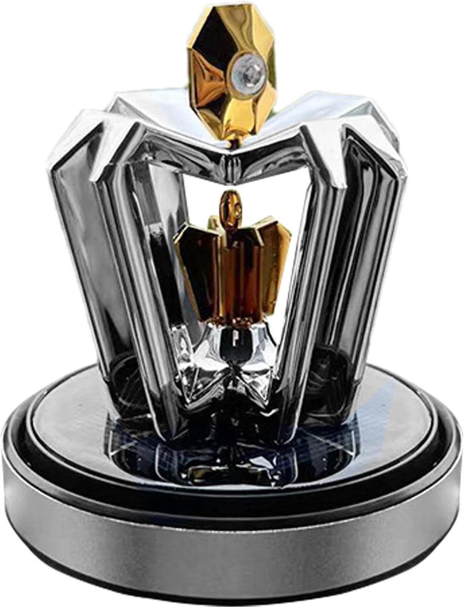 Auto Luchtverfrisser - Geurverdrijver Interieur - Aangename Rit - Zonne-energie Roterend - 10 x 10 x 9.5 cm - Zilver
