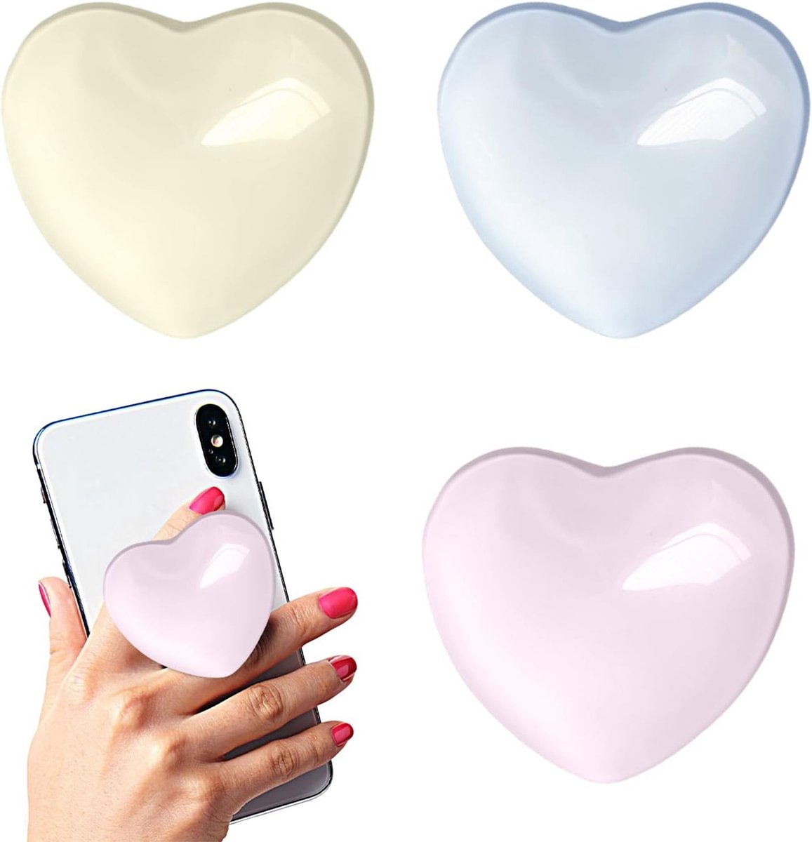 Verstelbare Telefoonring met Hartmotief voor Smartphones en Tablets, Ideaal voor Video Calls en Lezen, Ergonomisch Ontwerp voor Betere Grip