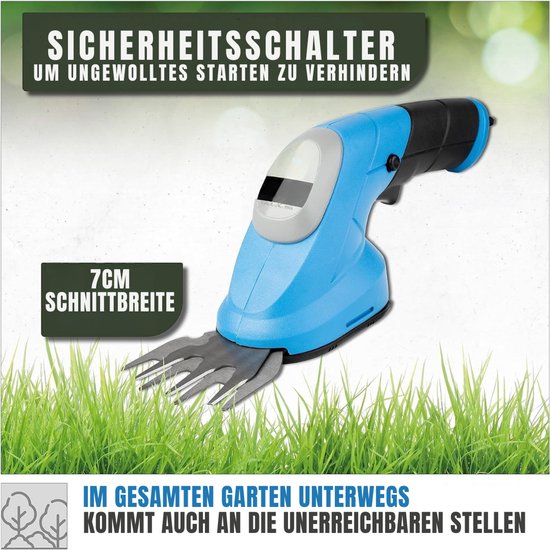 QIN® Grasschaar - Grasschaar met Accu - Grasschaar met Steel - Blauw - 37cm x 8cm x 11cm van qin — afbeelding 3