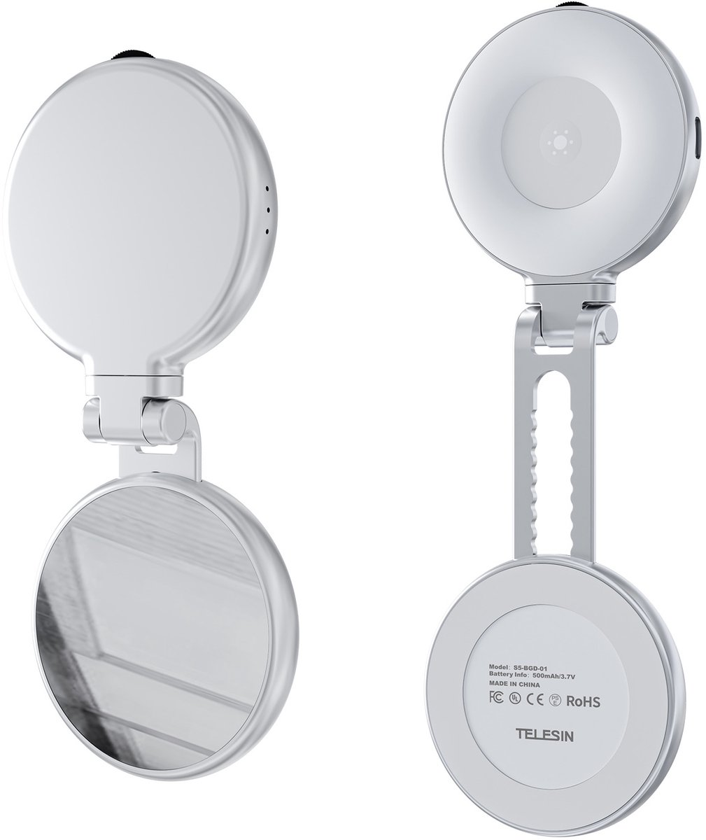Telesin C03 V2 Selfie Lamp - Magnetisch voor MagSafe & 360° Draaibaar met Spiegel - Instelbare Kleurtemperatuur & Helderheid