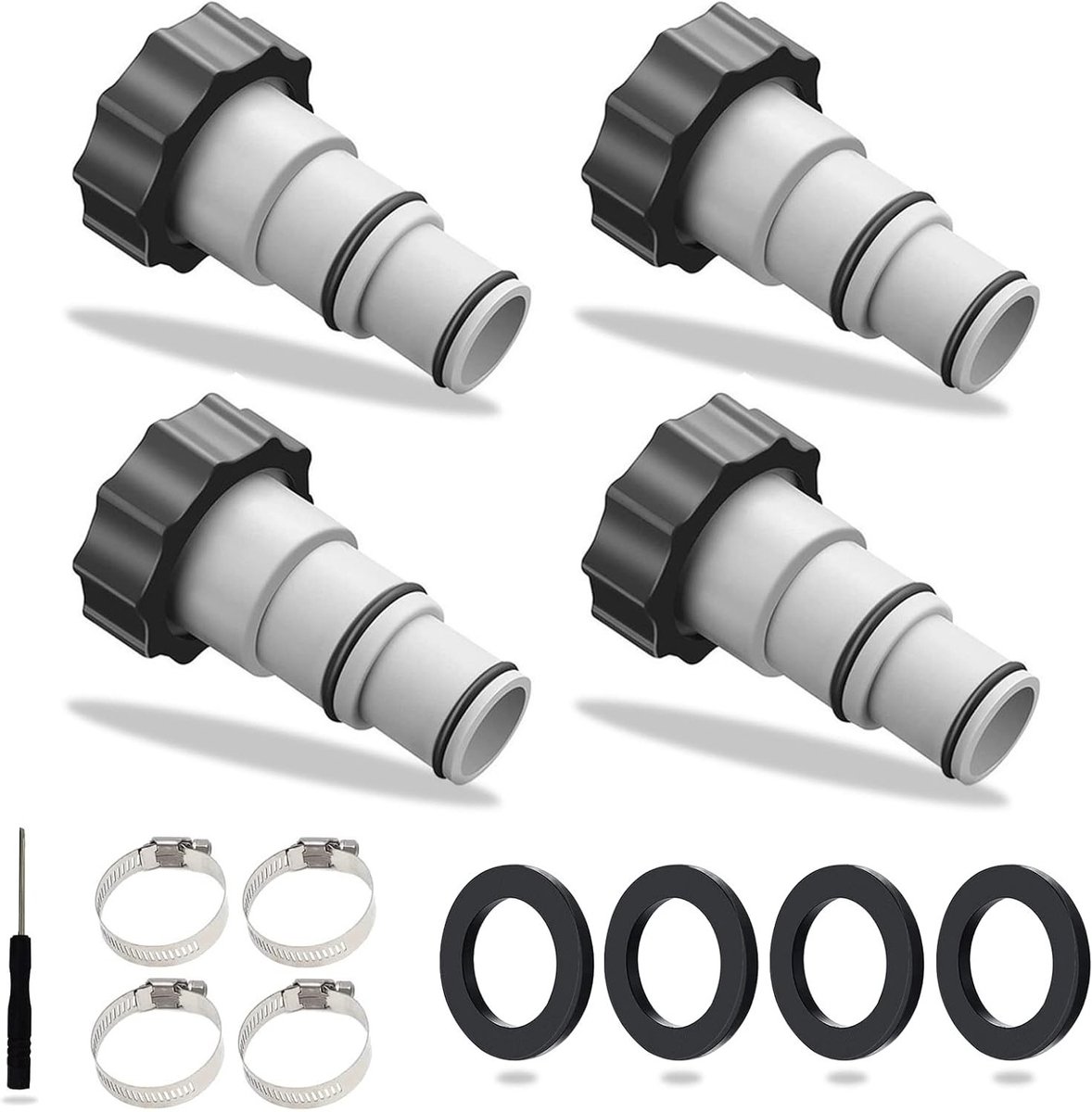 4-delige zwembadadapter set voor Intex zwembaden, ideaal voor aansluiting en installatie