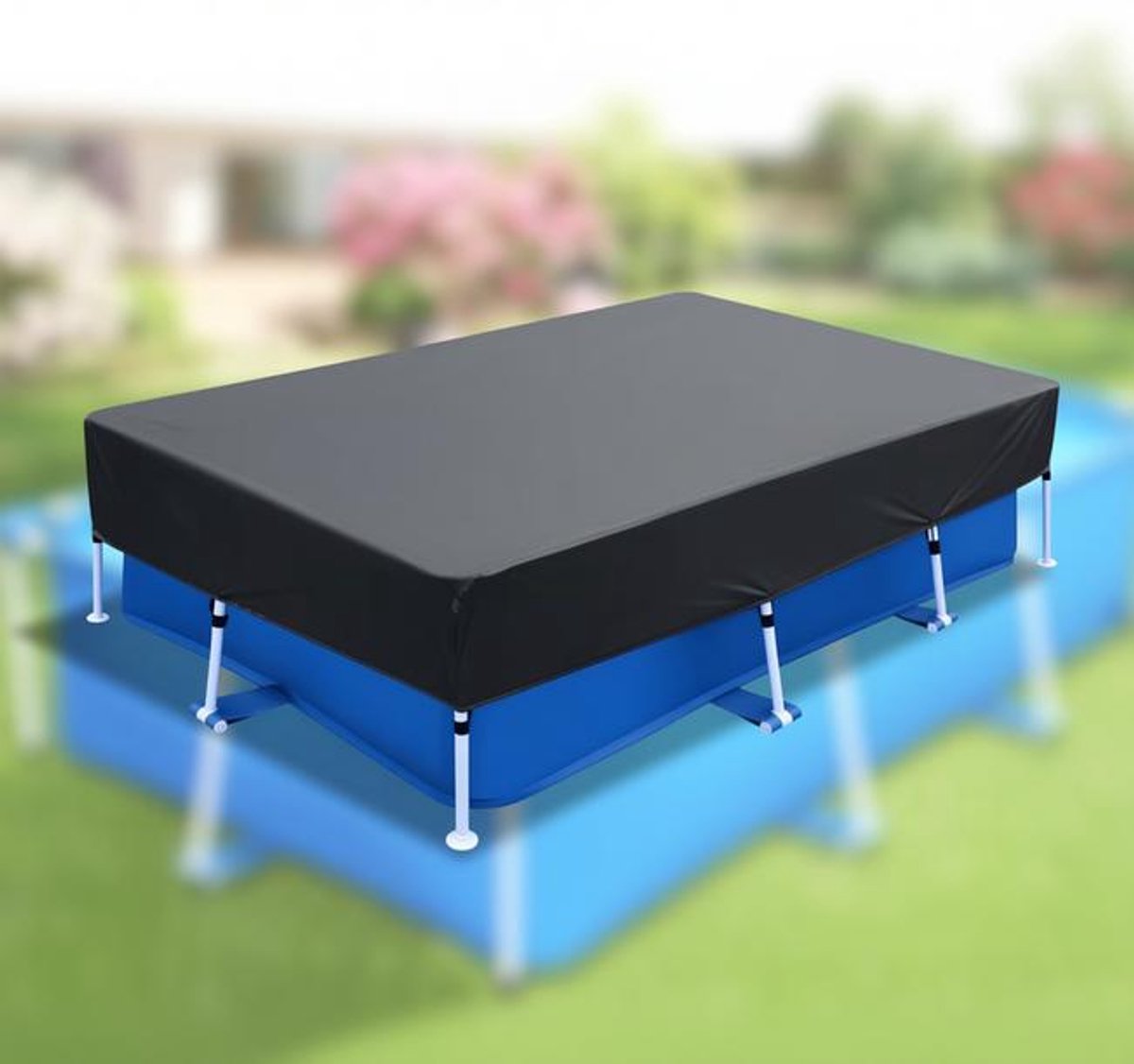 ElleMooi Rechthoekige zwembadafdekking 260 x 160 cm – Opvouwbaar afdekzeil voor bovengrondse zwembaden, UV-bestendig en winddicht