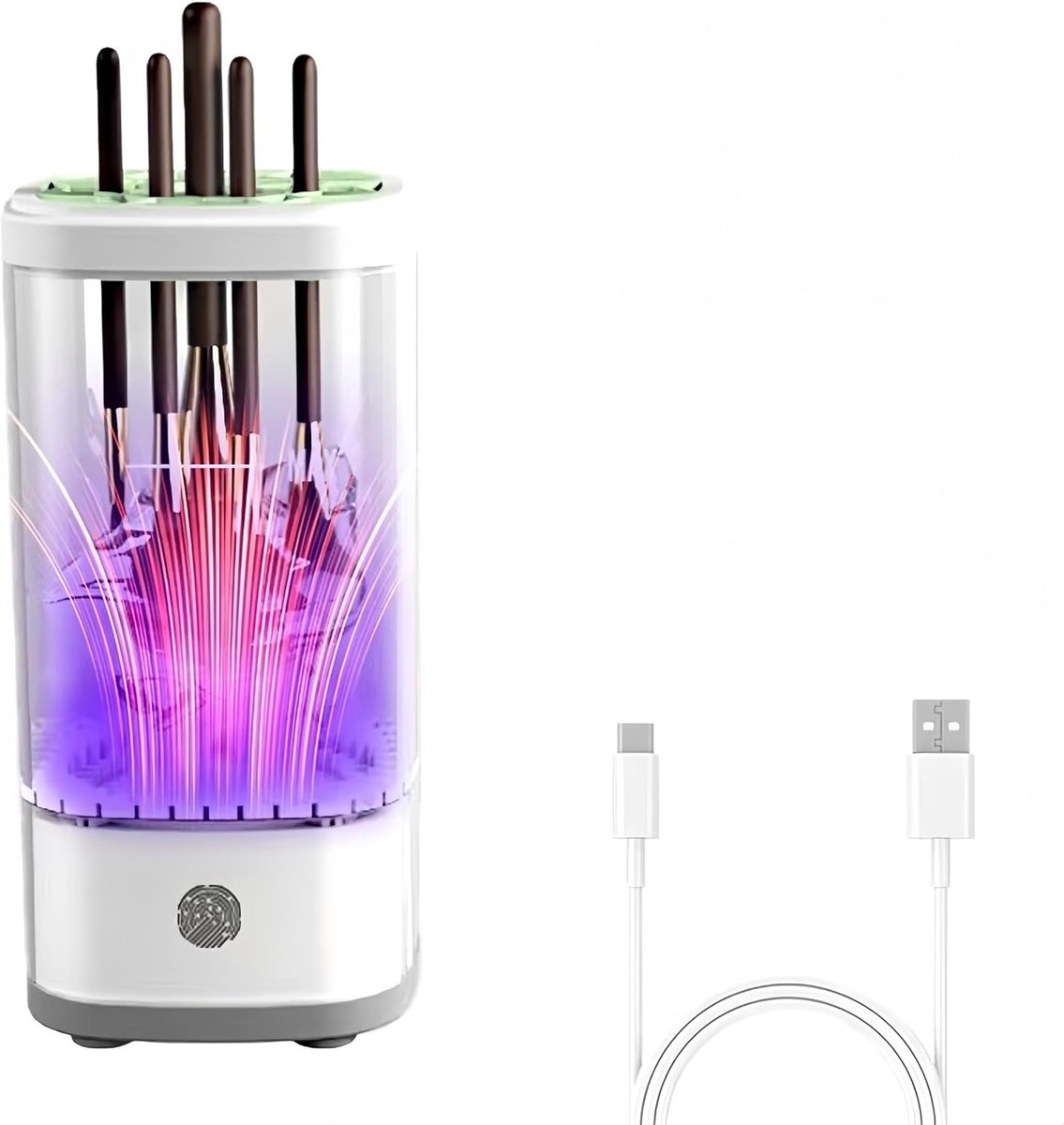 Elektrische make-Make-upborstelreiniger-upborstelreiniger en -droger - Uitgerust met UV-lamp - Zorgt voor grondige reiniging en snelle droging - Wit - 15,4 x 7,6 x 7,6 cm