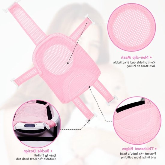 Babybadzitnet Antislip en Verstelbaar voor Pasgeborenen 0-3 Jaar - Veilige Badoplossing — afbeelding 3