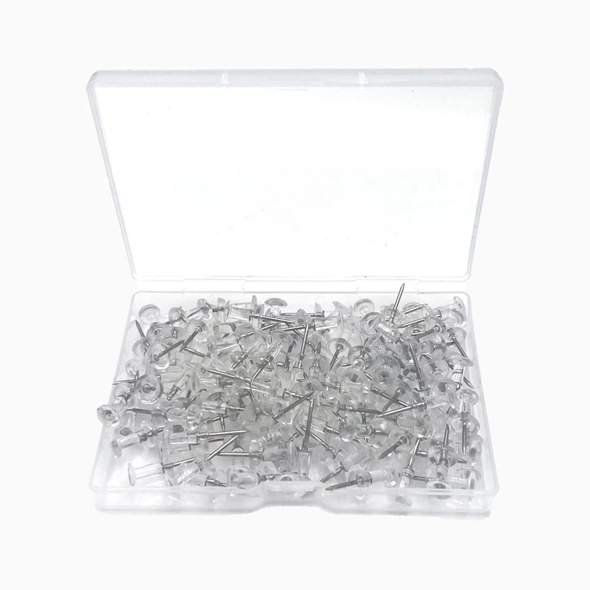 JHUBERS- Punaises 100 Stuks - Transparante Prikpennen - Priknaalden met Plastic Doos - Zachte Punaises - Geschikt voor Kurkbord - Hoogwaardige Materialen