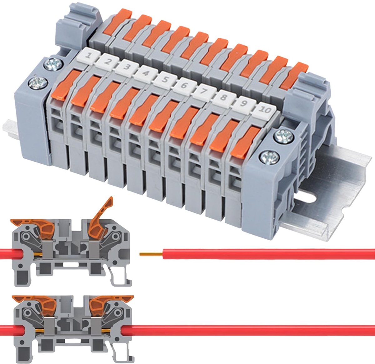 Dailygoods - Set van 10 Rijenklemmen voor Elektrische Installaties