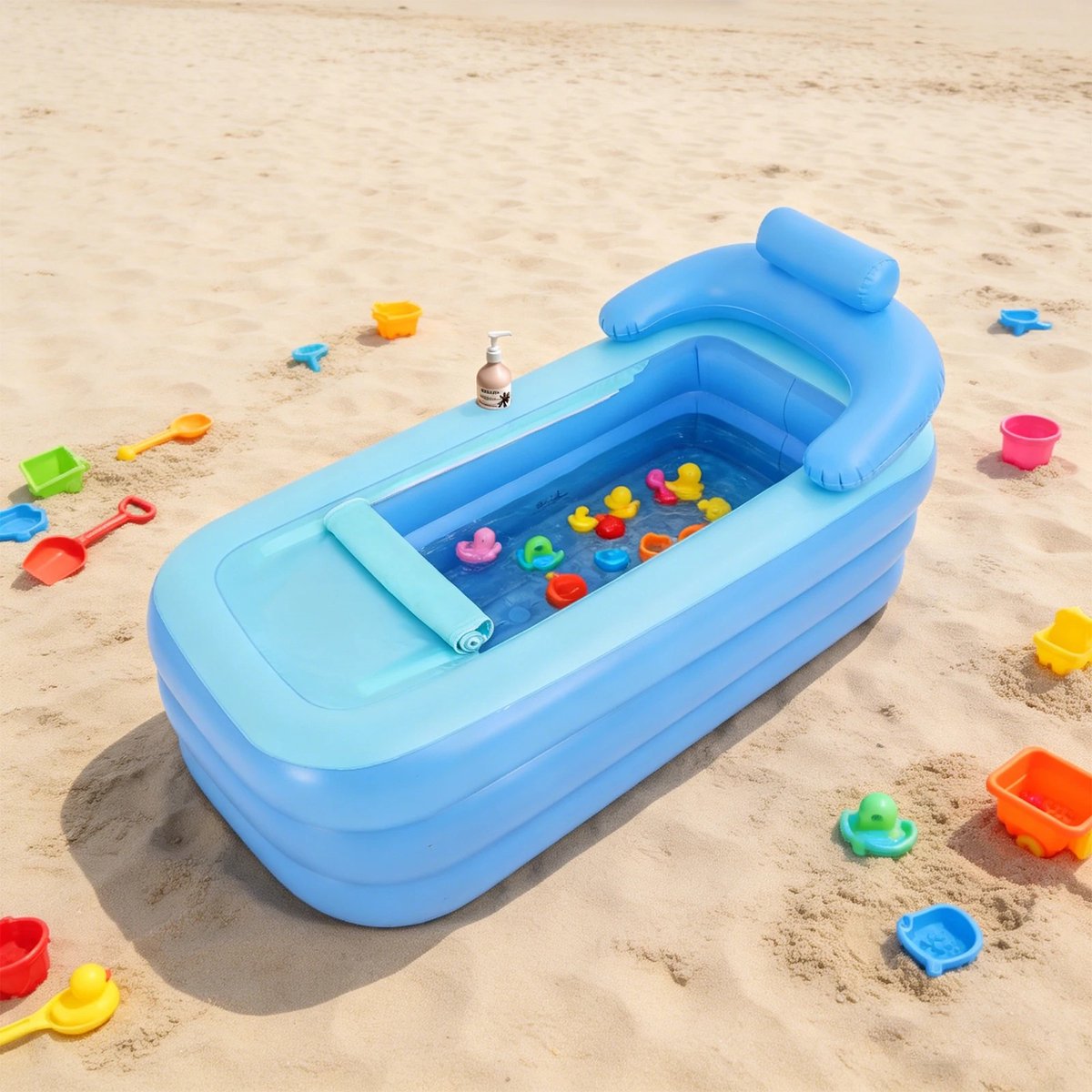 Dailygoods Draagbaar opvouwbaar opblaasbaar bad, zwembad voor thuis voor kinderen en volwassenen, 160*84*64cm