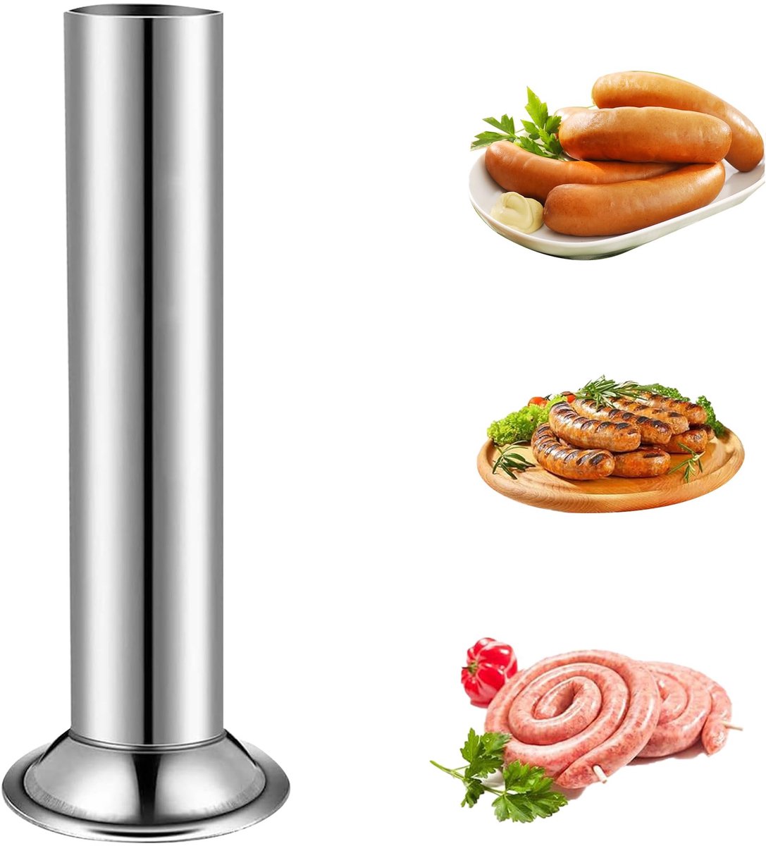 Dailygoods- Worstvultrechter Roestvrij Staal - Ø 32 mm - Worstvulgereedschap - Bevestiging voor Italiaanse/Salami/Poolse Worst - Duurzaam - Eenvoudig te Reinigen - Worstfiller