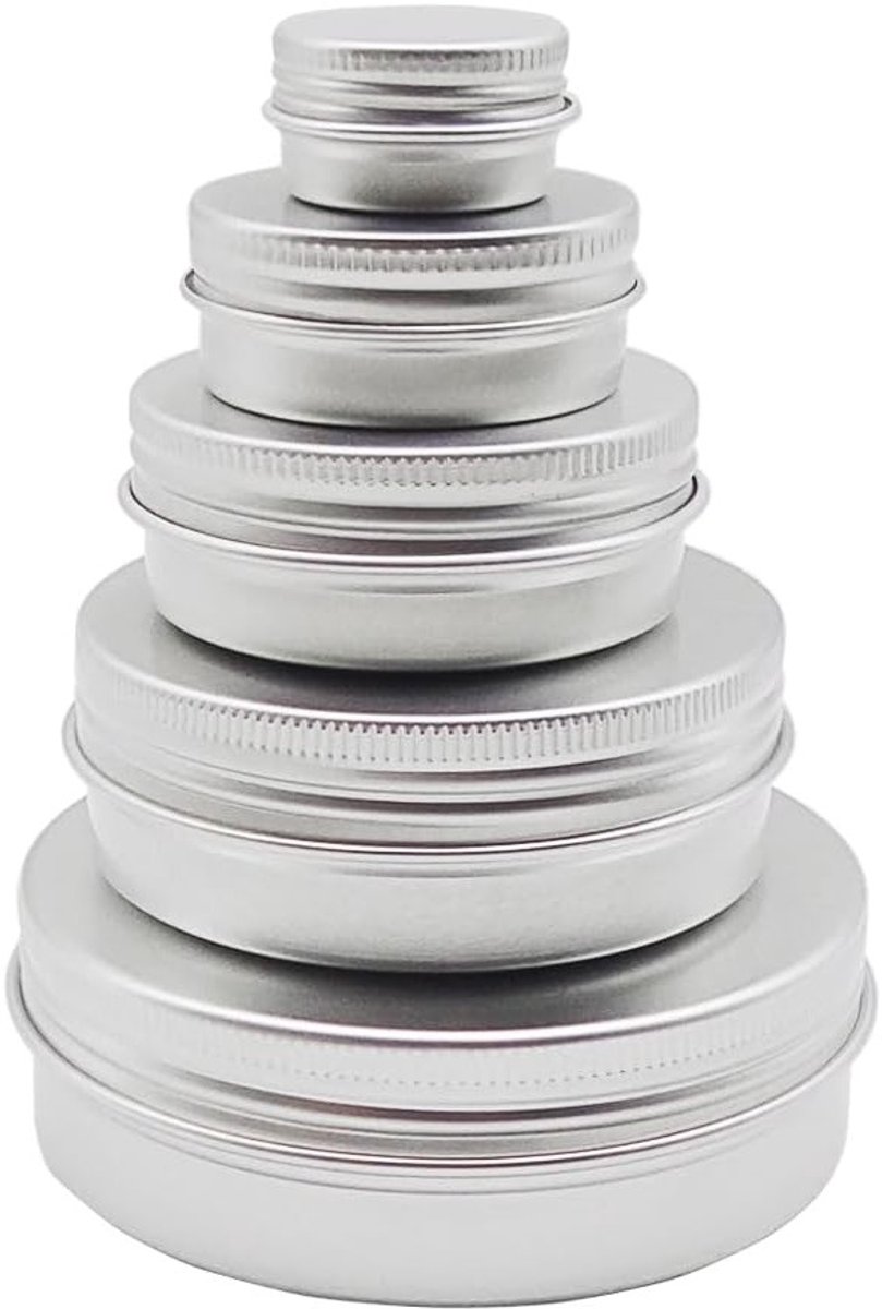 Vijf aluminium blikken met deksel, 2 oz - Herbruikbare containers voor kaarsen, kruiden en crèmes - Ideaal voor DIY-projecten en opslag