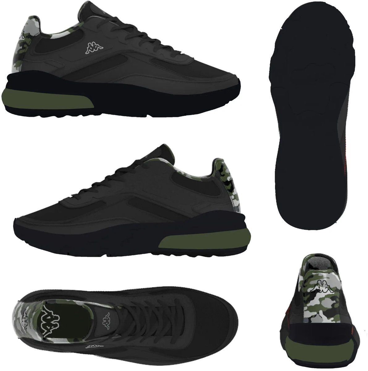 Kindertrainers Kappa Saigon camo Zwart