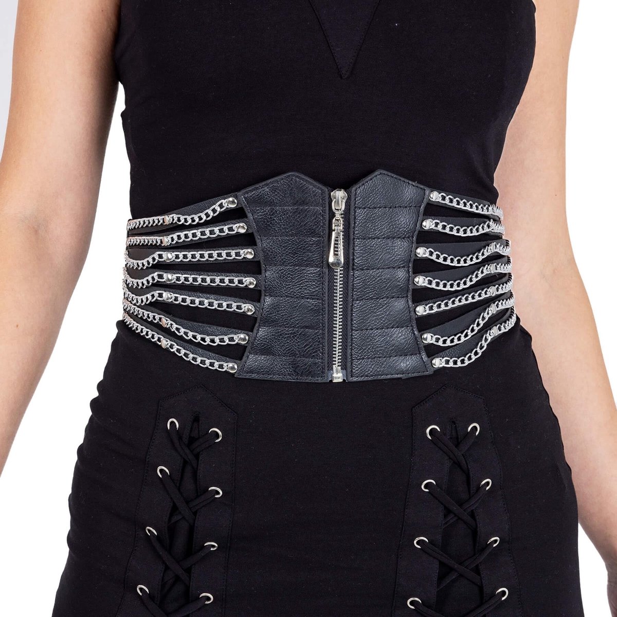 Dailygoods- Riem Dames - Veganistisch Leer - Tailleriem - Zwart - Verstelbaar - Modieuze Accessoire