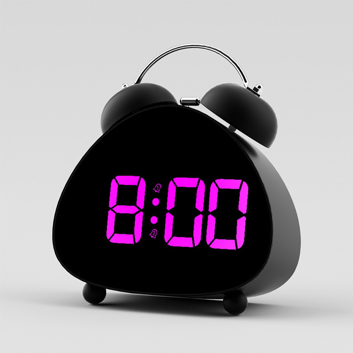 Wekker-LED display-mechanische bel-luid geluid-elektronische klok-kinderwekker-batterijgevoed (batterijen niet inbegrepen)HL Zwarte behuizing, paarse lamp