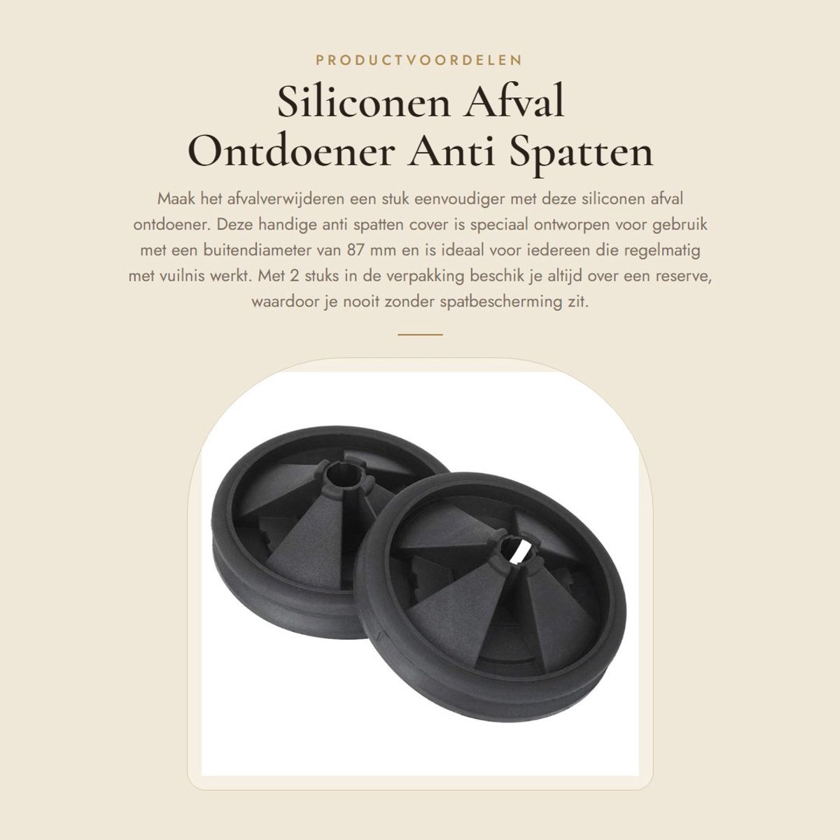 Dailygoods- Afvalontdoener 2 Stuks - Siliconen Anti-Spatten Cover - Vuilnis Verwijdering - Spatbescherming - Sink Baffle - Voor 87 Mm Buitendiameter - Afvaldeksel