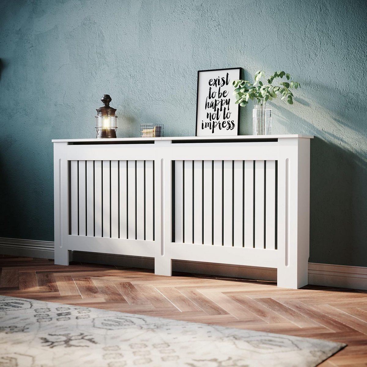 Radiatorbekleding Hout - Verwarmingsafdekking Lamel - Ruimte Decoratie - Veilig voor Kinderen - 172 x 815 cm - Wit
