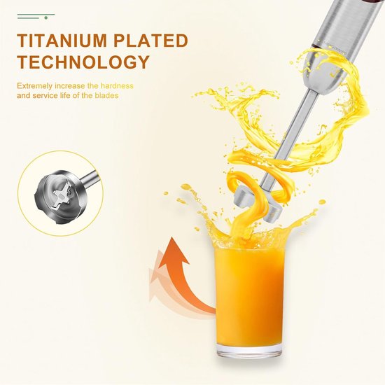 Staafmixer Set - Handblender Keuken - Maaltijden Bereiden - 5-in-1 Functionaliteit - 1000 Watt Vermogen - Rood — afbeelding 2