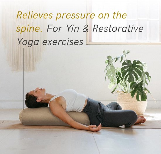 Yoga Bolster - Yin Rol - Ontspannende Houdingen - Wasbare Katoenen Hoes - 72 x 30 x 20 cm - Korenbloemblauw — afbeelding 4