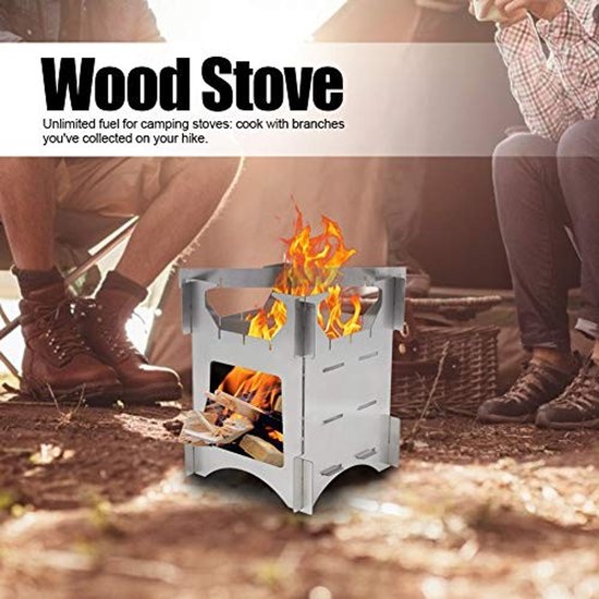 Dailygoods- Campingkachel Roestvrij Staal - Opvouwbare Houtkachel - Draagbare Kachel - Voor Buiten - Kamperen/Wandelen - Superventilatie van Dailygoods — afbeelding 4