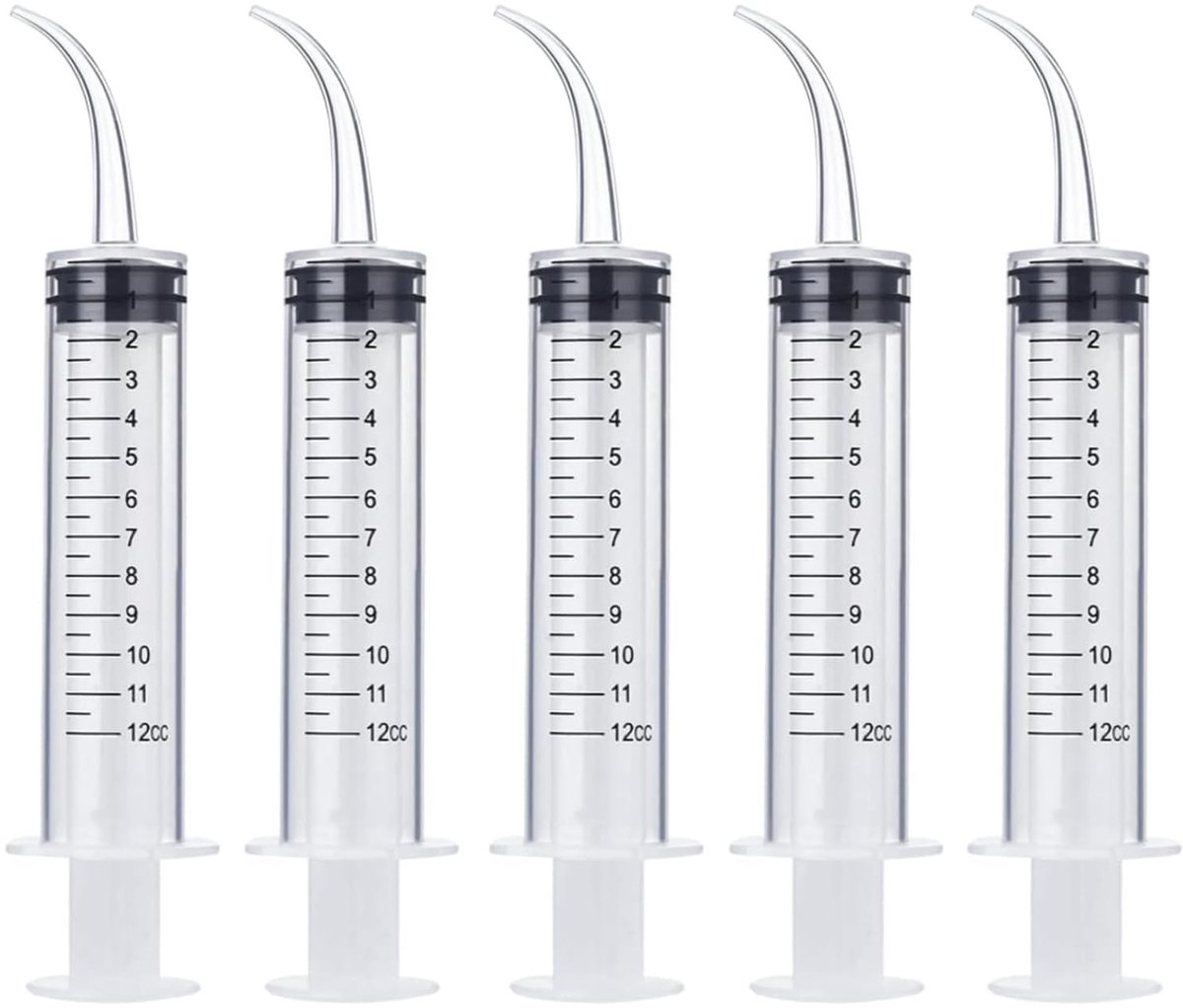 Dailygoods- Spuiten 12ml - Tandverzorging - Monddouche - Gebogen Punt - Duurzaam Kunststof - Precisie Doseringscontrole - Mondspuit