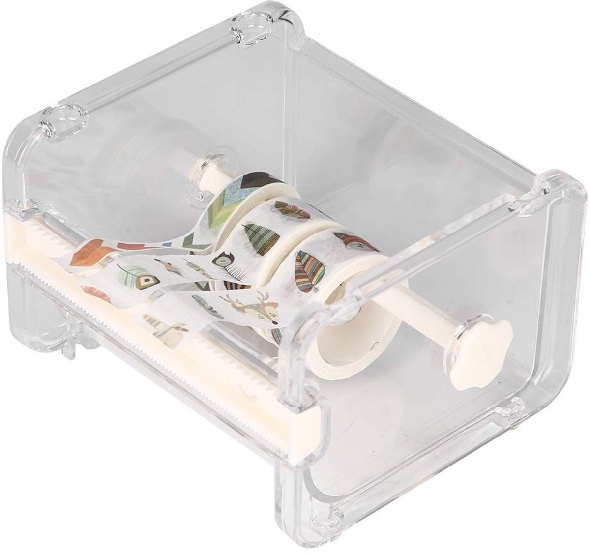 Dailygoods- Washi Tape Dispenser - Transparante Tape Houder - Duurzaam PS/ABS - Handige Organisatie - Verwisselbare Zaagtandstrips - Kristalhelder Ontwerp - Tapehouder