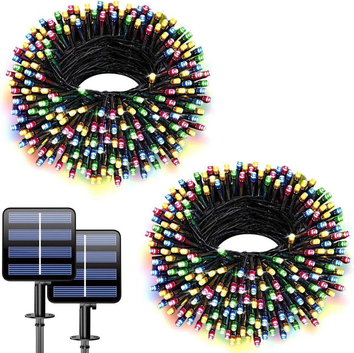 Kleurveranderende Solar Sfeerlampen voor Buiten, Set van 2 Oplaadbare LED Lichten met 8 Modussen voor Tuin, Kerst en Binnengebruik