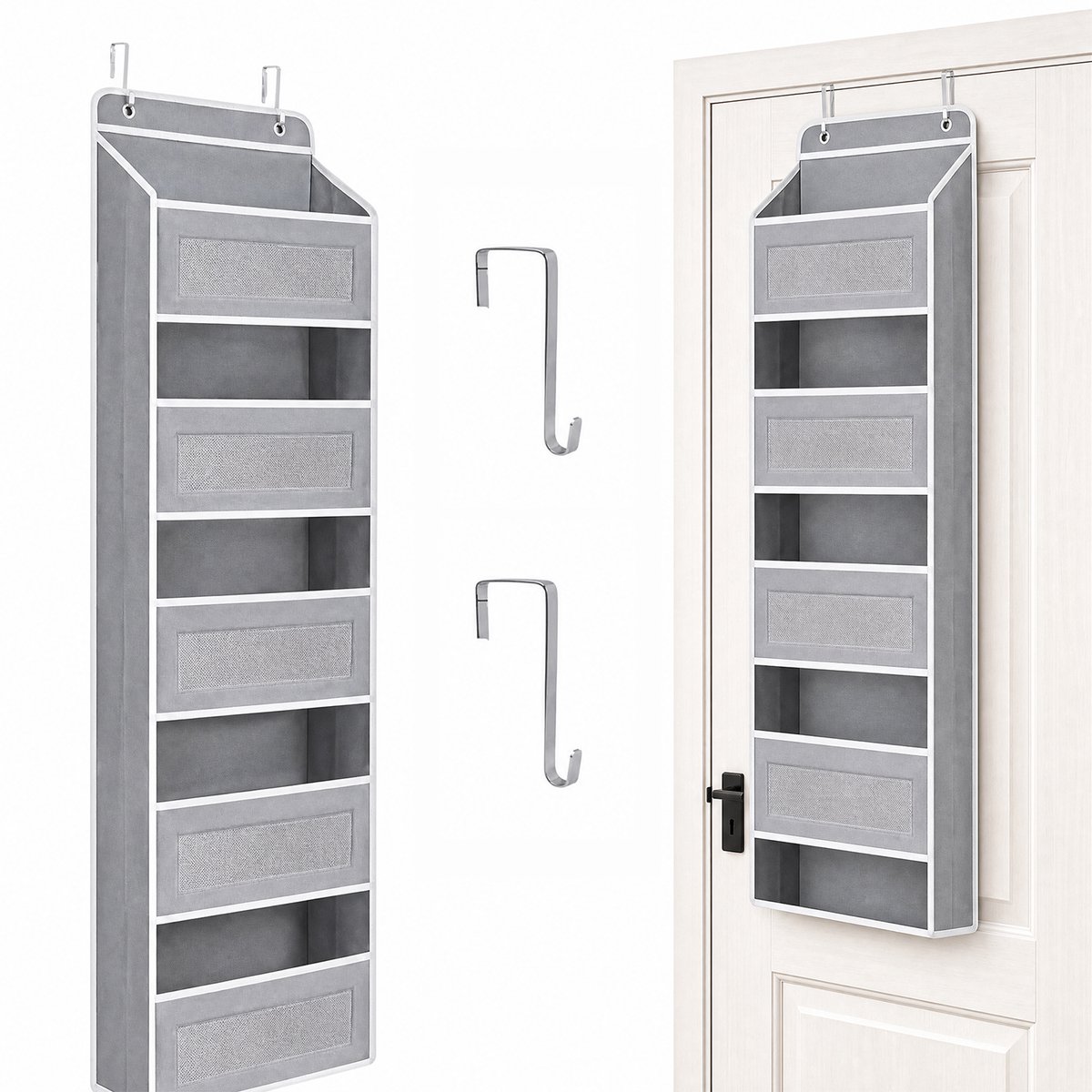 Opberg Hangorganizer 5 Vakken – Deur- en Wandorganizer – Multifunctionele Hangtas voor Babybed, Kast en Badkamer – Donkergrijs – 146 x 40 x 17 cm