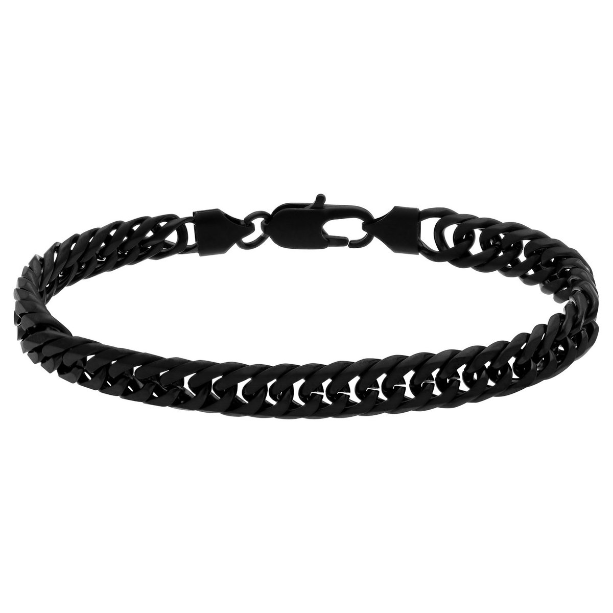 Lucardi - Heren Stainless steel herenarmband gourmet schakel zwart - Armband - Staal - Zwart - 2.10 cm