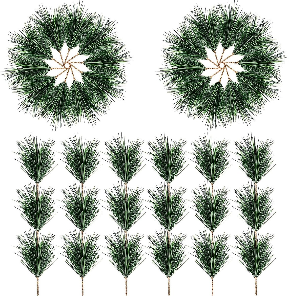 Dailygoods- Kunstdennentakken 60 Stuks - Kunststof - Groene Dennennaalden - Kunstmatig als Echt - Kerstdecoratie - Woondecoratie - Kersttakken