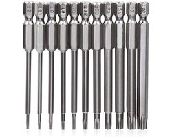 11-delige Torx Security Schroevendraaier Bit Set met Magnetische Hex Shank, S2 Staal, T6-T40, 75mm Lengte