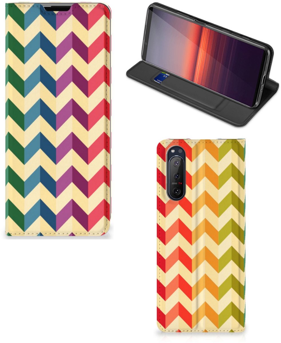 Sony Xperia 5 II Hoesje met Magneet Zigzag Multi Color