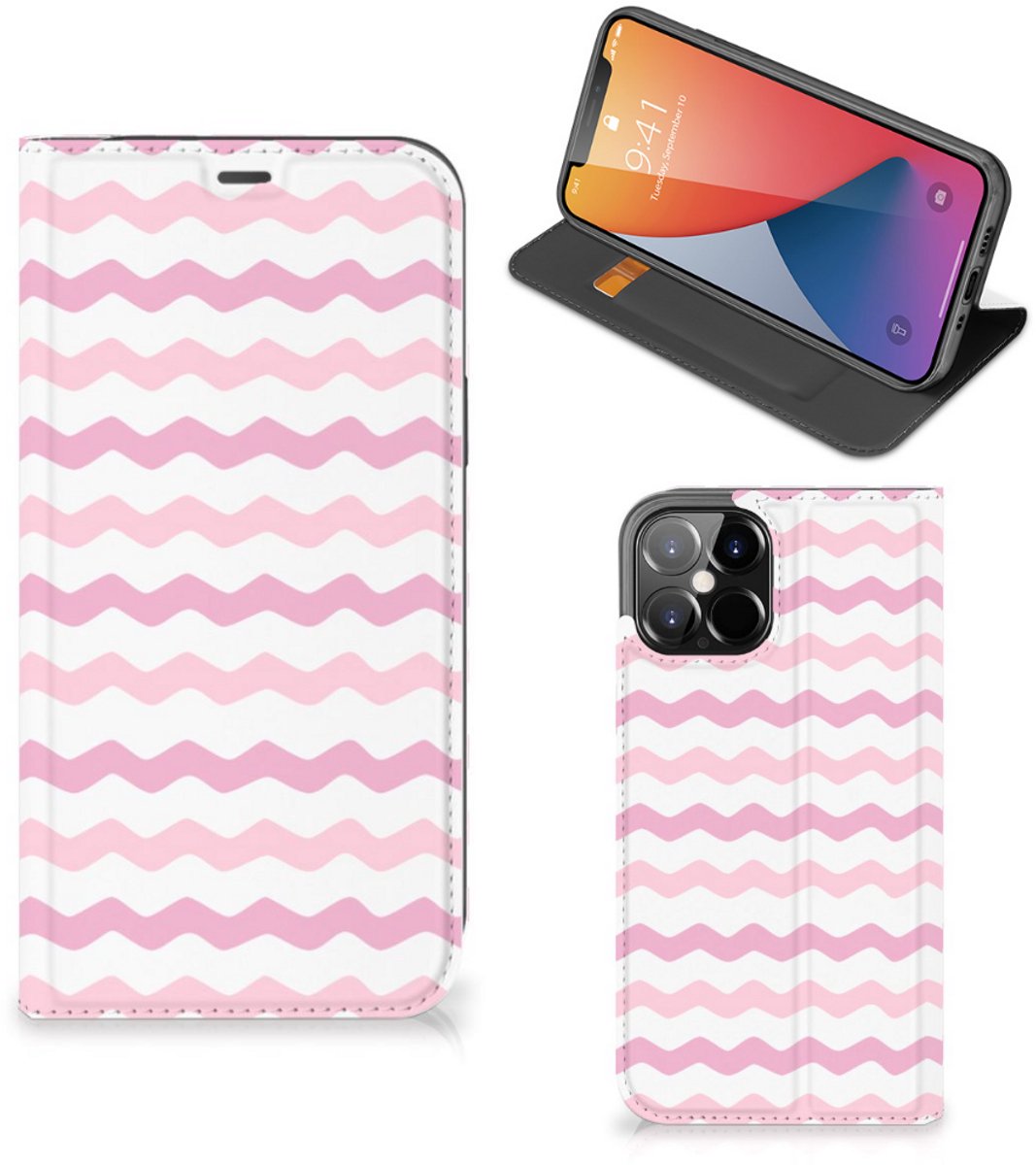 iPhone 12 Pro Max Hoesje met Magneet Waves Roze