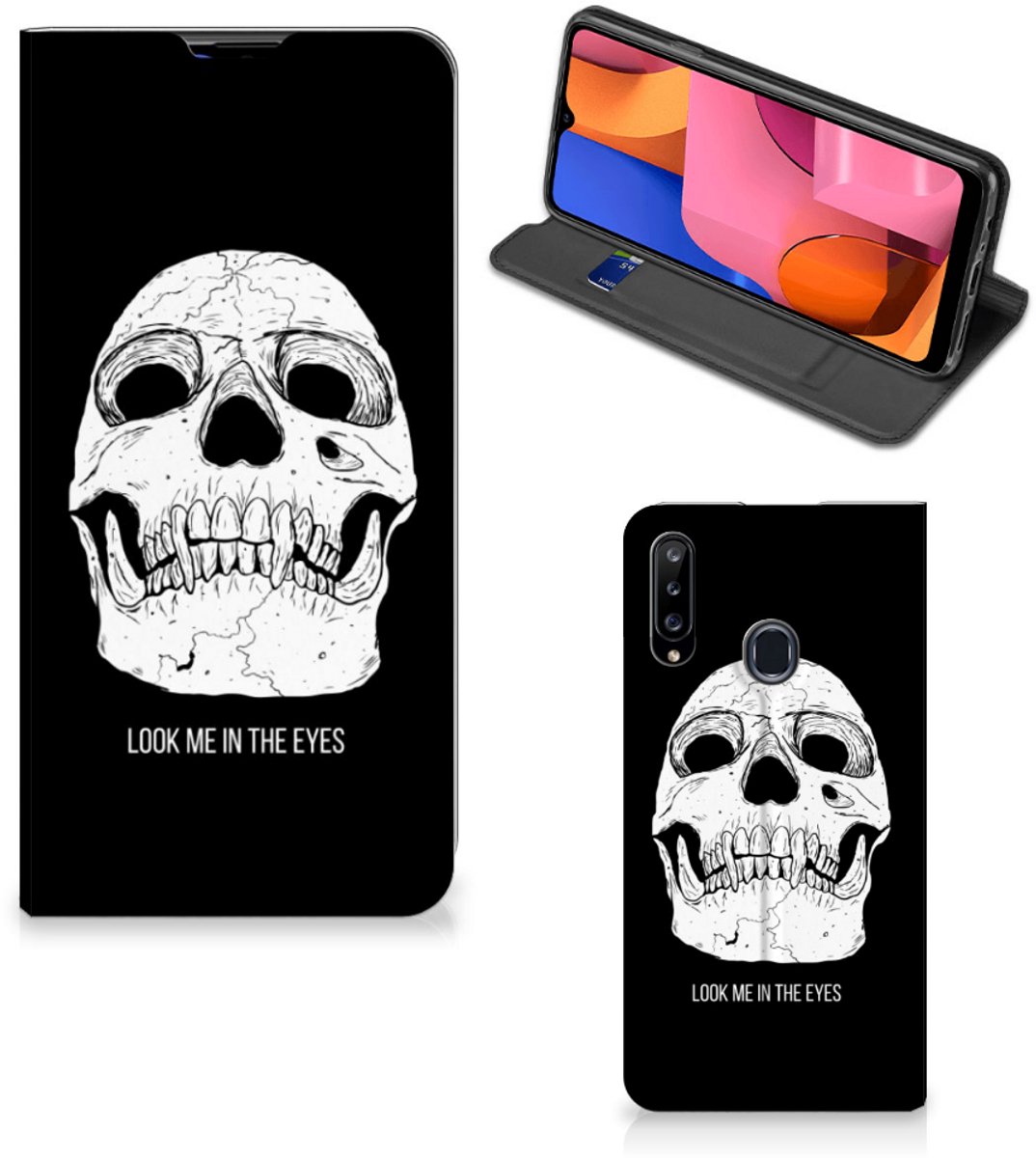 Mobiel BookCase Samsung Galaxy A20s Skull Eyes