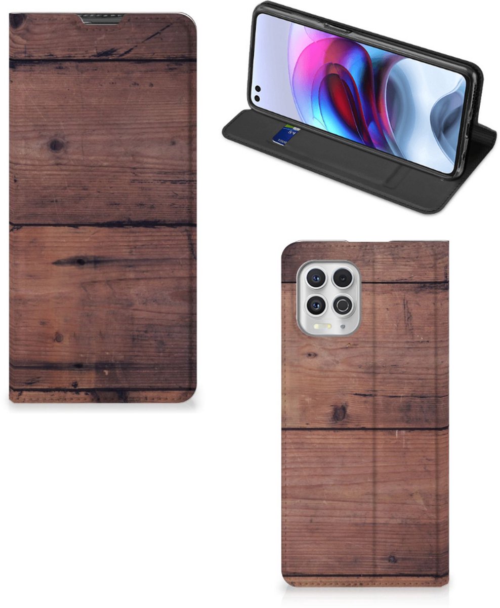 Motorola Moto G100 Book Wallet Case Old Wood