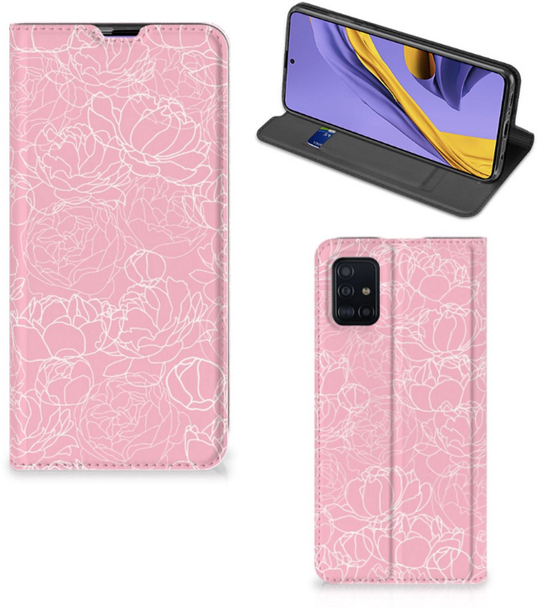 Book Case voor Samsung Galaxy A51 Smart Cover White Flowers