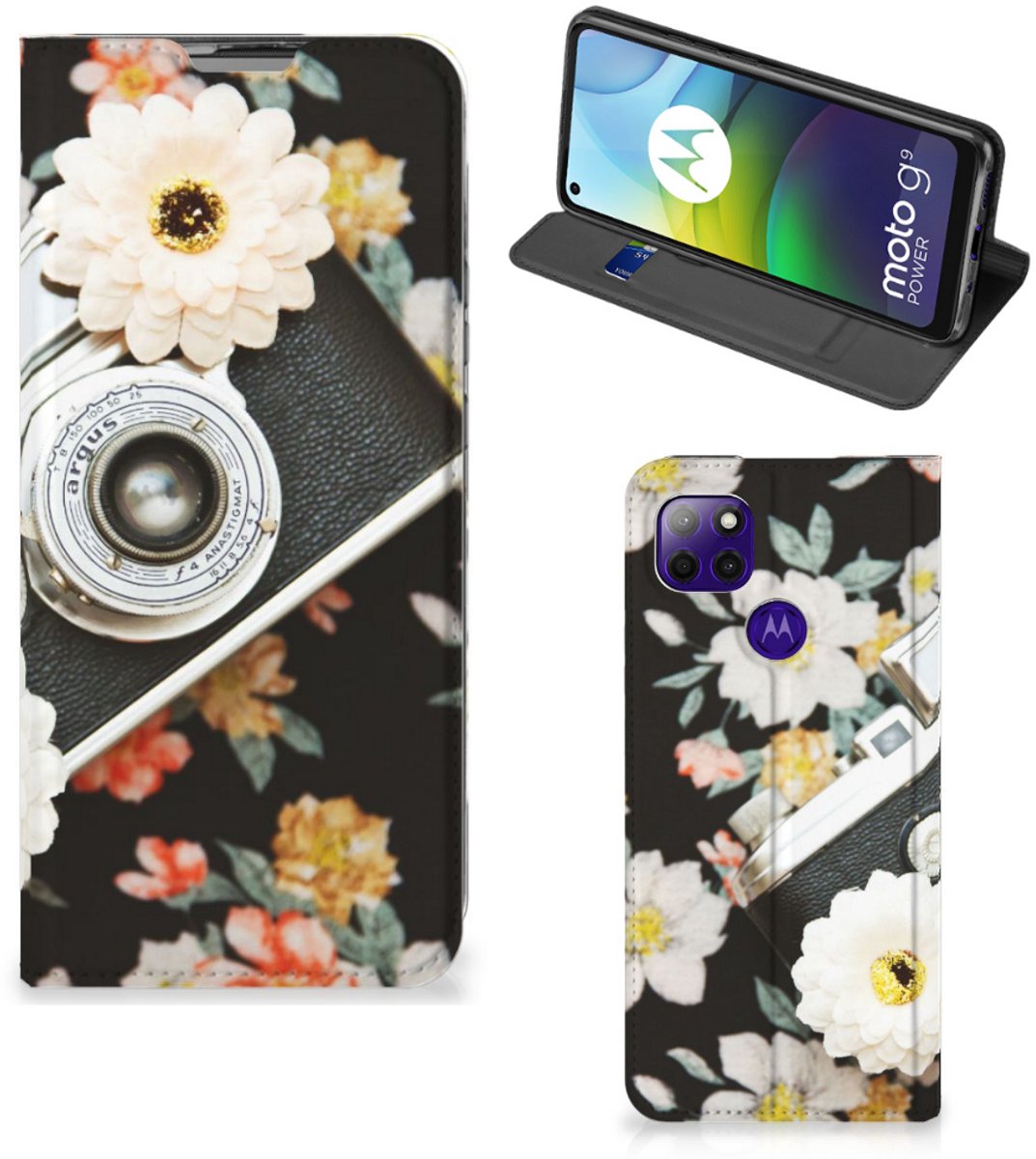 Motorola Moto G9 Power Stand Case Vintage Camera